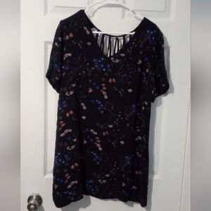 Chic Asymmetrical Black Floral Dress